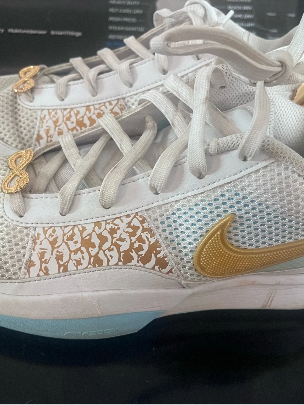 Nike Men’s Ja 1 Chinese New Year White and Gold Athletic Sneakers
